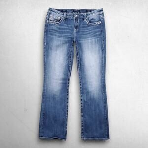 Vigoss Dublin Slim Boot Heritage Fit Jeans Women Size 13/14 Blue Embellished